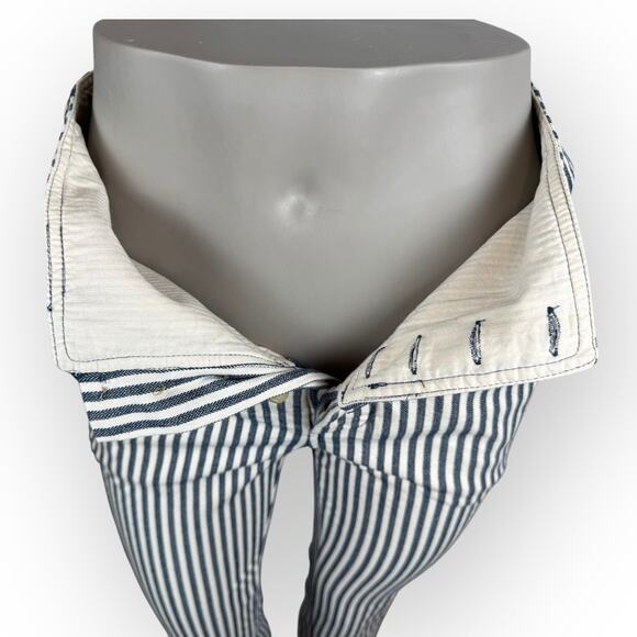 Free People Frankie High-Rise Striped Cropped Skinny Pants – Button Fly, Size 8 - Picture 5 of 11